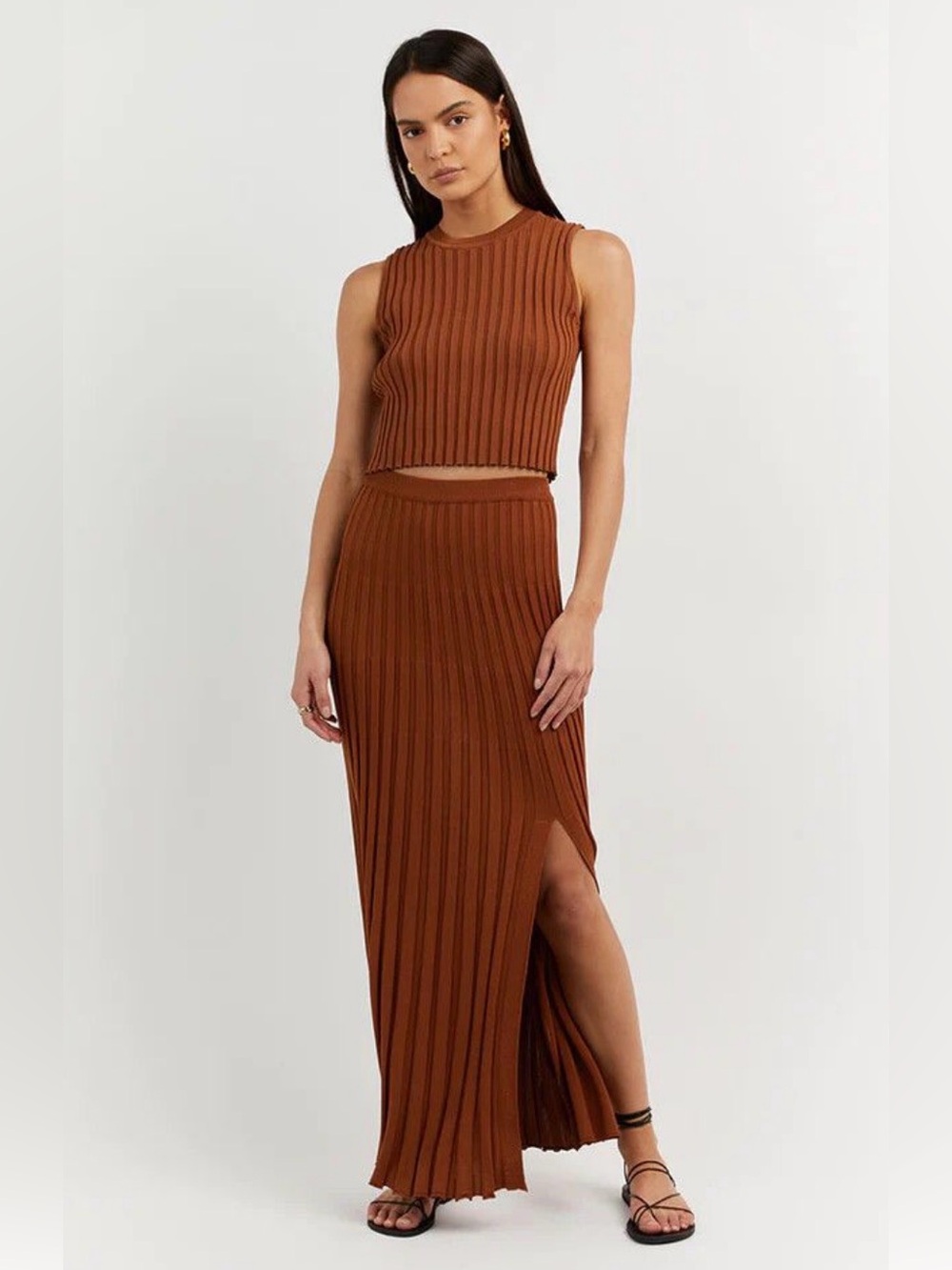 DISSH Ada Tan Knit Set (skirt & top)- in Terracota